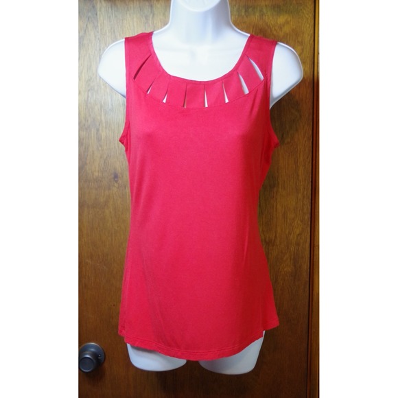 Banana Republic Tops - Banana Republic XS Red Sleeveless Cutout Neckline Keyhole Back Blouse
